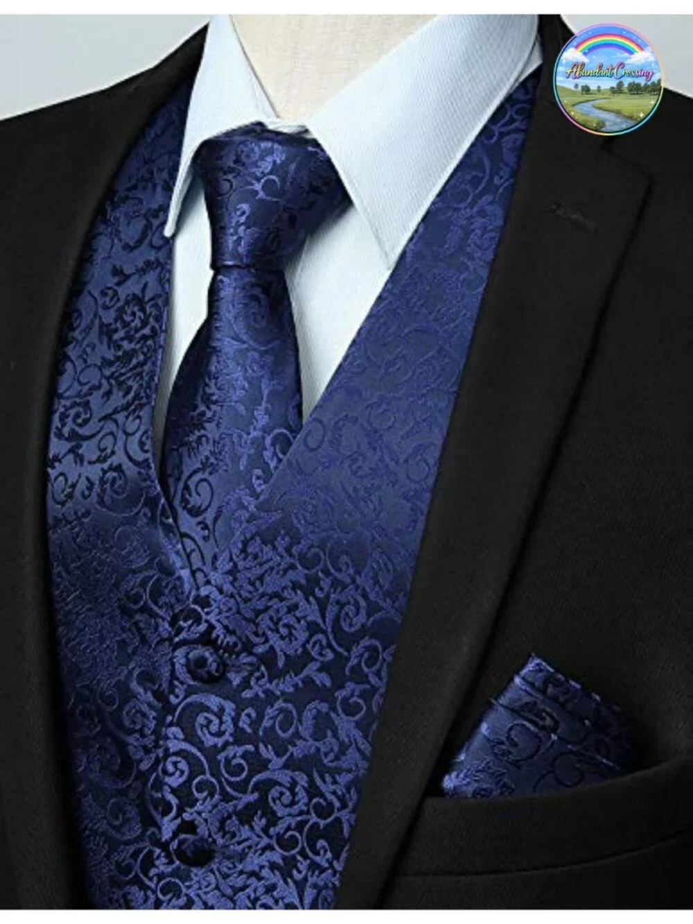 Mens 3PC Vest Tie Pocket Square Set Formal Wedding Paisley Jacquard